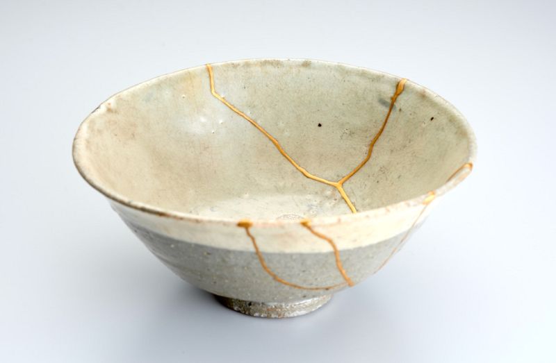 A Joseon Period Bowl with Excellent Kintsugi Gold Repairs
