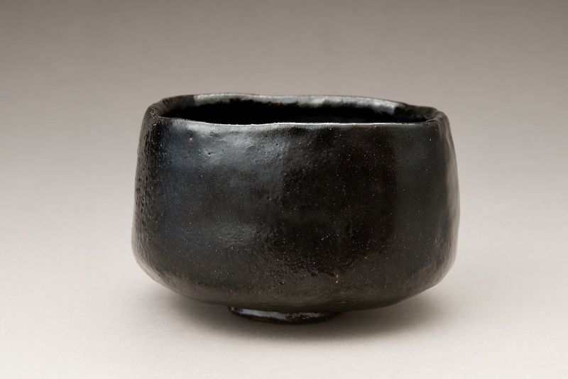 A Four Cornered Black Raku “Jidai” Chawan