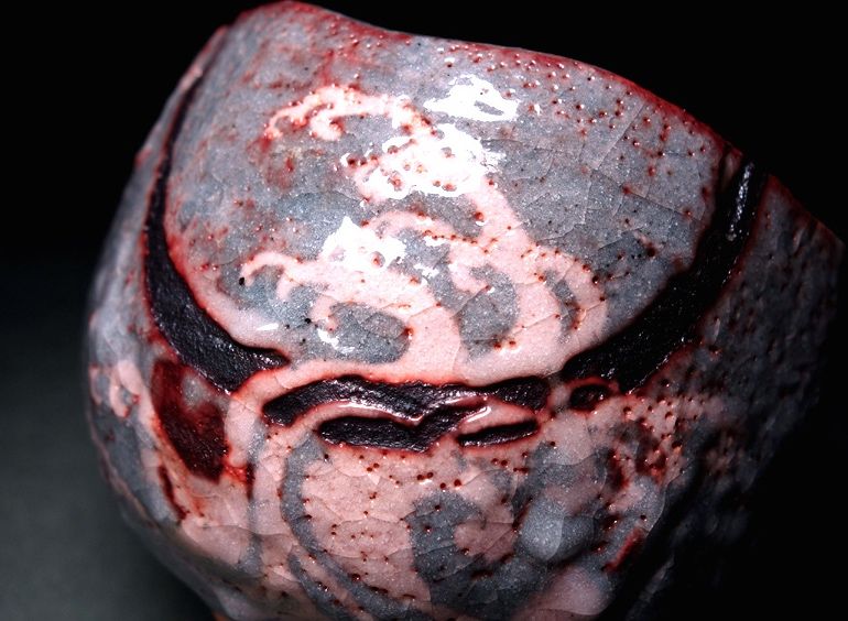 A Nezumi Shino Tea Bowl by Wakao Toshisada