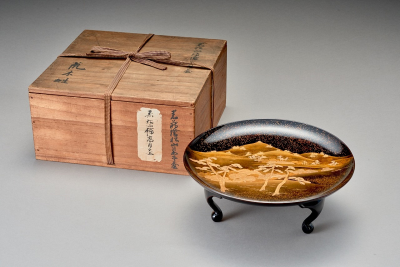 A Fine Late Edo Black-Lacquer Takatsuki with Gold and Silver Maki-e