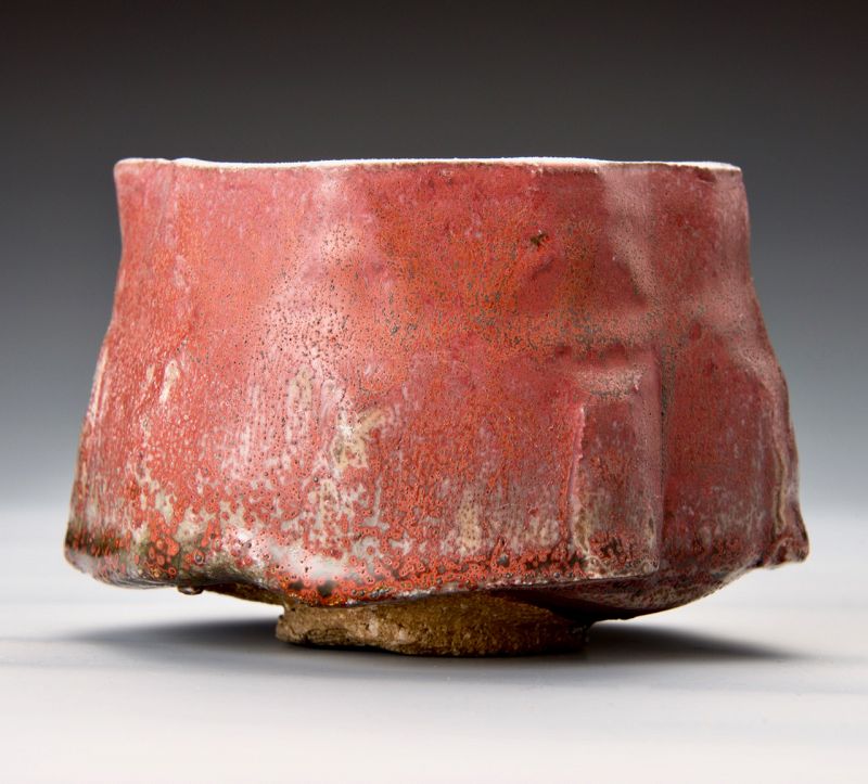 An Excellent Mino Tea Bowl with Cinnabar Glaze