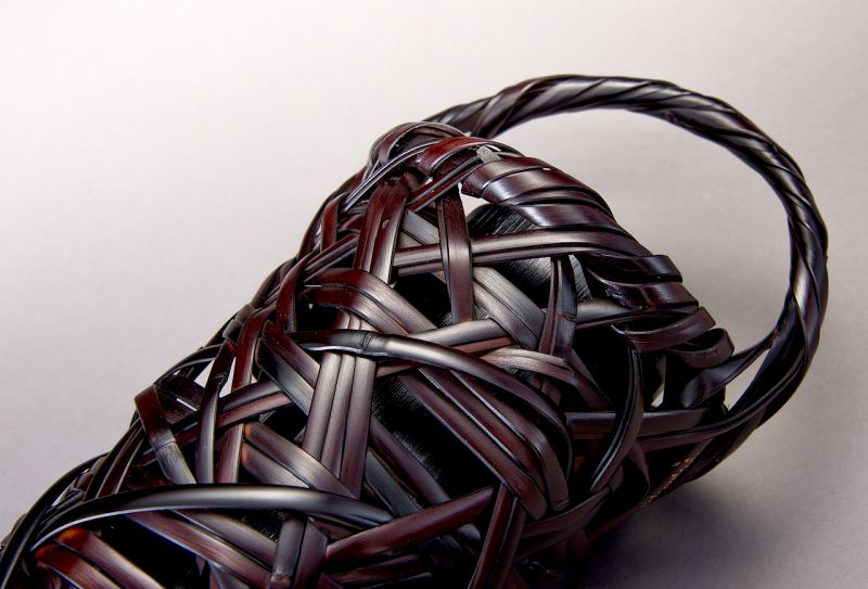 A Woven Bamboo Flower Vase by Shiraishi Hakuun-sai II
