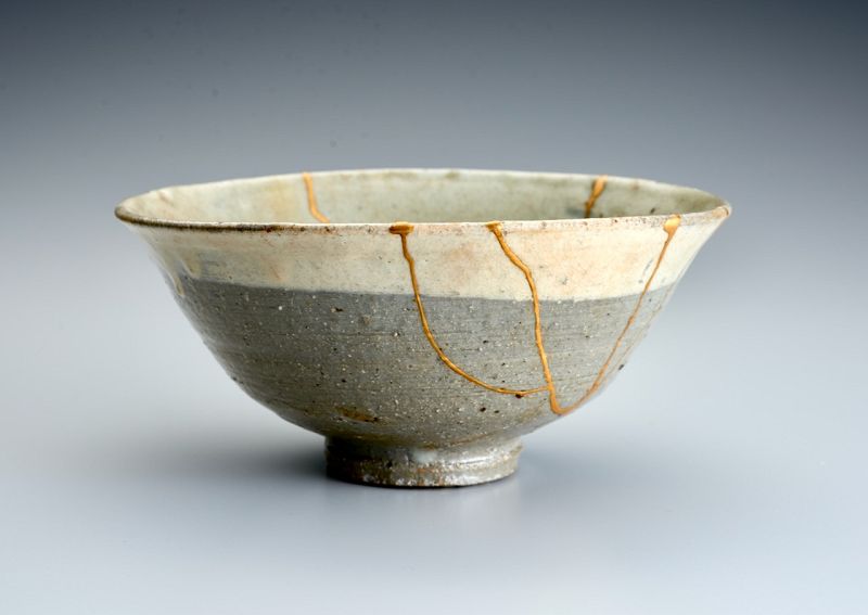 A Joseon Period Bowl with Excellent Kintsugi Gold Repairs