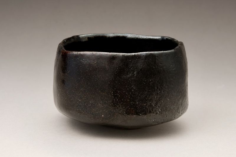 A Four Cornered Black Raku “Jidai” Chawan