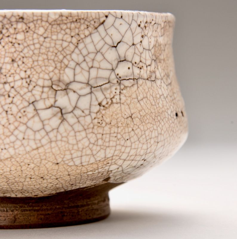 An Edo Period Shino Tea Bowl with Gold Repairs