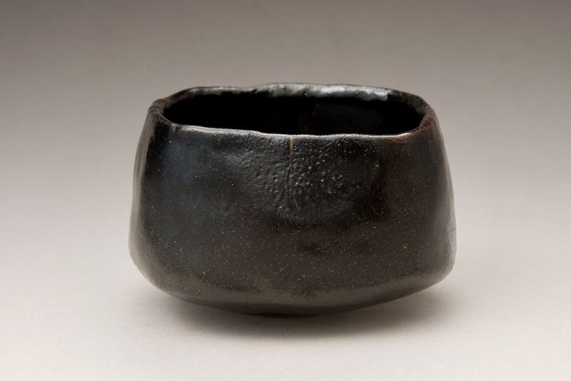 A Four Cornered Black Raku “Jidai” Chawan