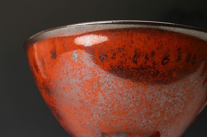 A Red Tenmoku Tea Bowl by Master Potter Kimura Moriyasu
