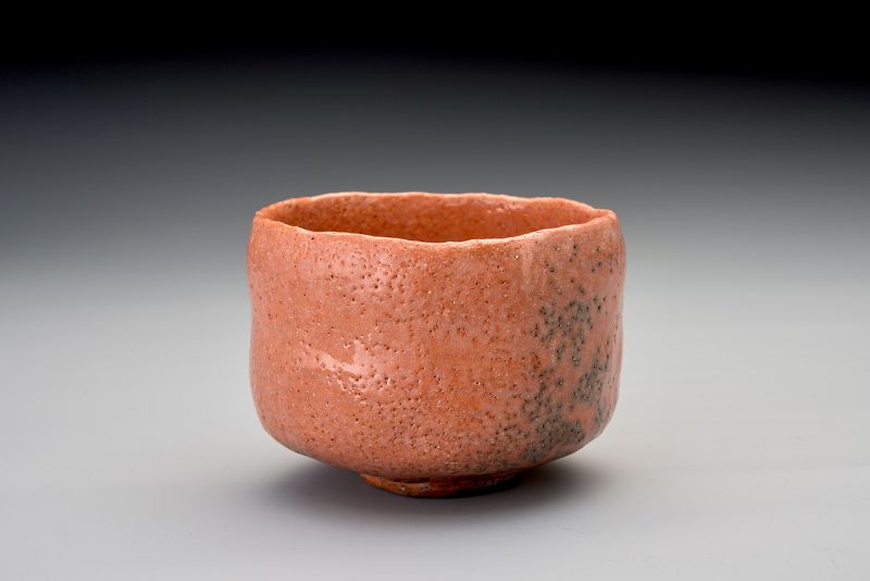 A Red Raku Tea Bowl by Veteran Potter Sugimoto Sadamitsu