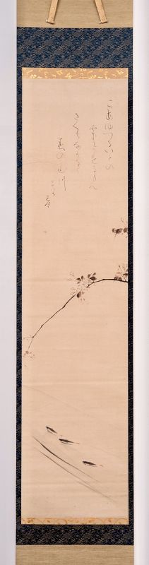 [Spring Trout] Hanging Scroll by Ōtagaki Rengetsu (1791-1875)