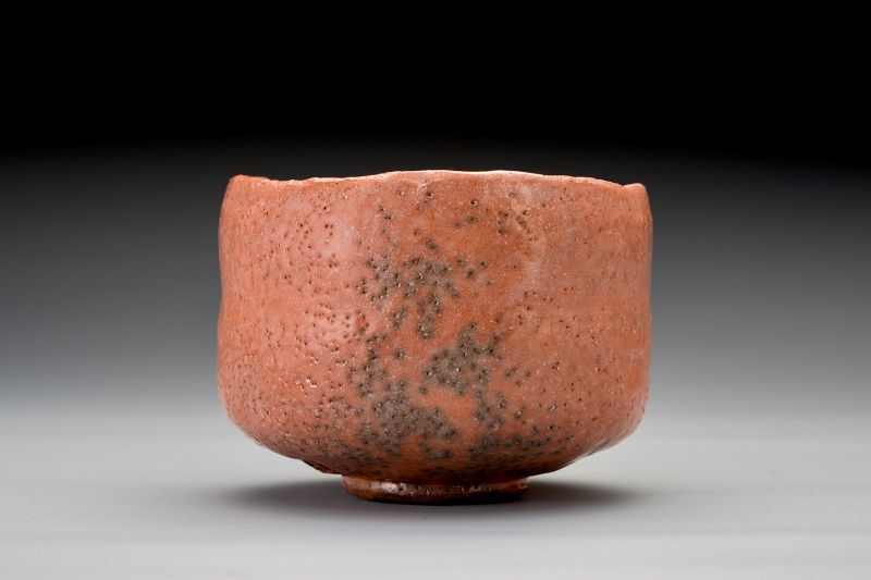 A Red Raku Tea Bowl by Veteran Potter Sugimoto Sadamitsu