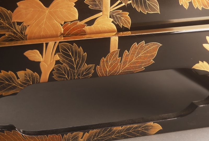 A Meiji Period Maki-e Hand Painted Five-tiered Jubako Set