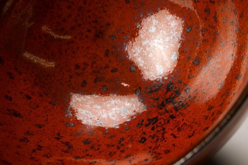 A Red Tenmoku Tea Bowl by Master Potter Kimura Moriyasu