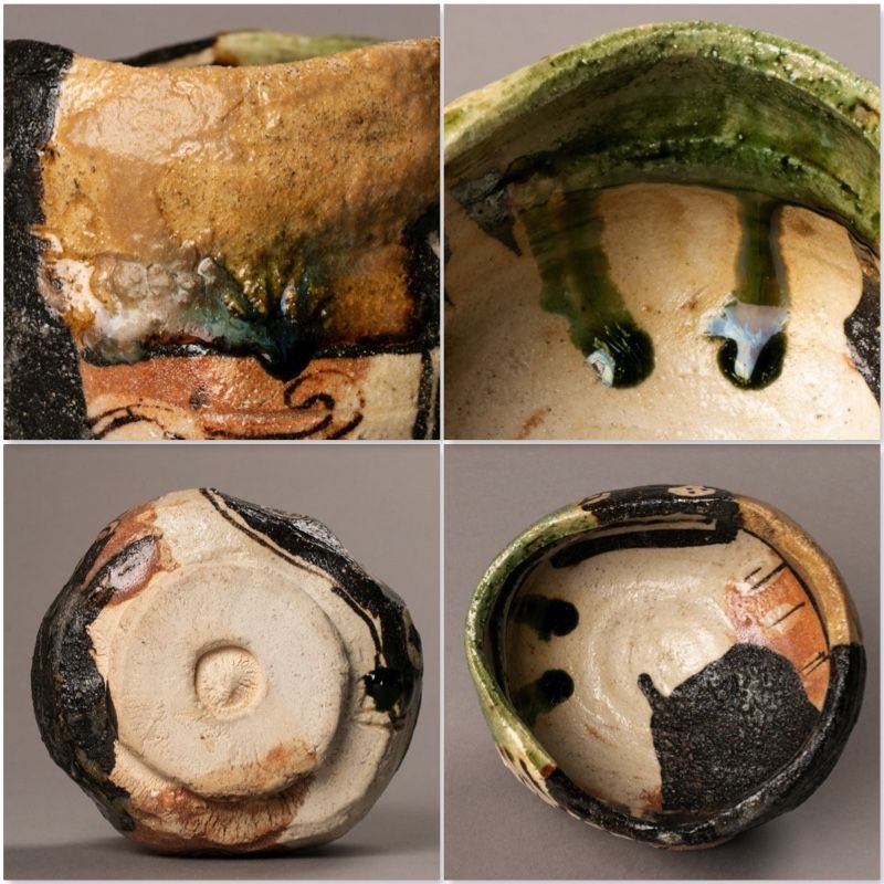A Stunning Contemporary Oribe Tea Bowl by Suzuki Gorō