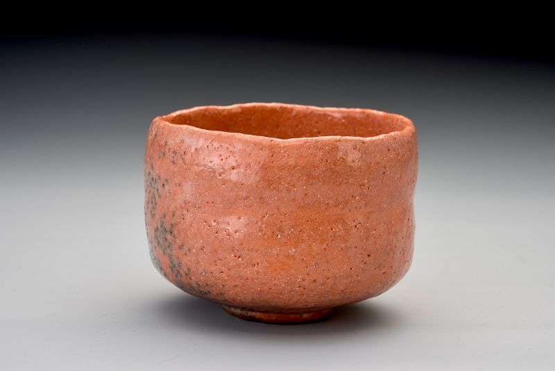 A Red Raku Tea Bowl by Veteran Potter Sugimoto Sadamitsu