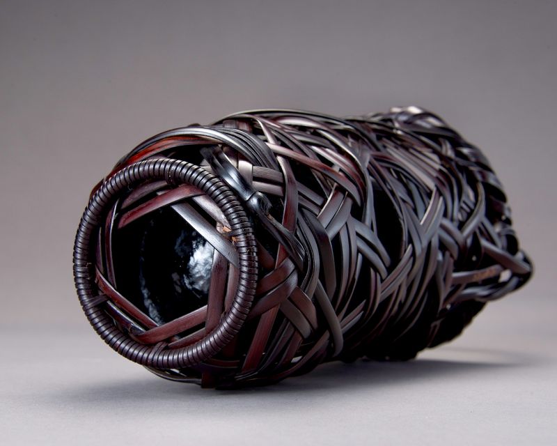 A Woven Bamboo Flower Vase by Shiraishi Hakuun-sai II