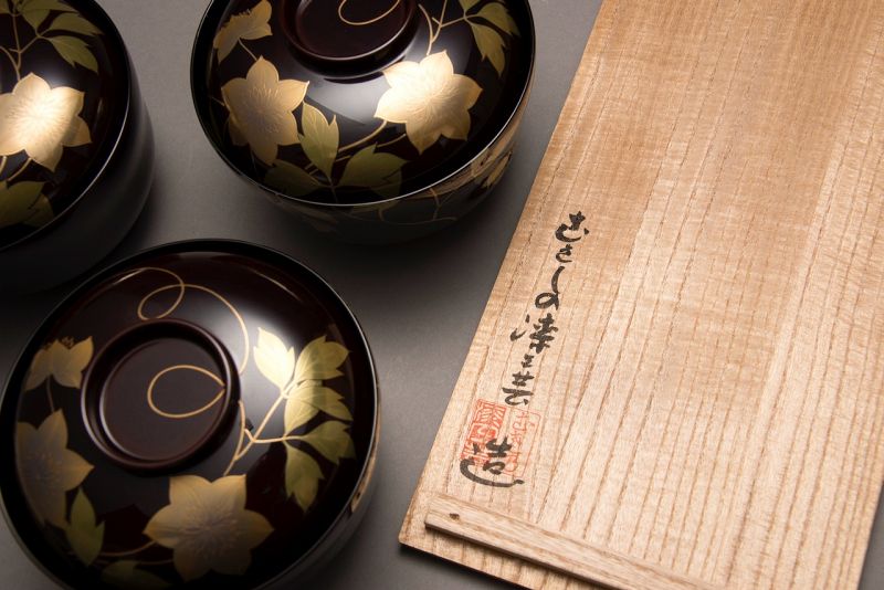 Hand Painted Lacquerware Bowl Set (10) by Musashino Urushi Kogei