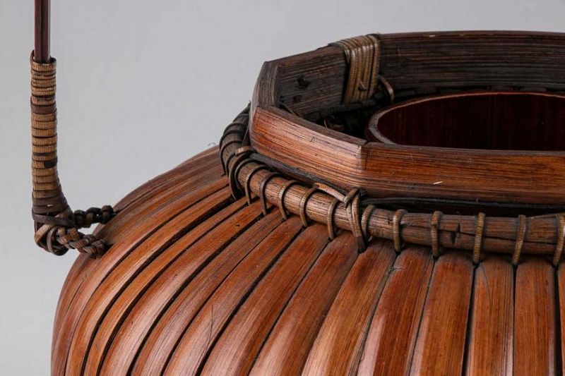 A Bamboo Woven Basket for Ikebana by Suzuki Chikuho-sai (1872-1936)