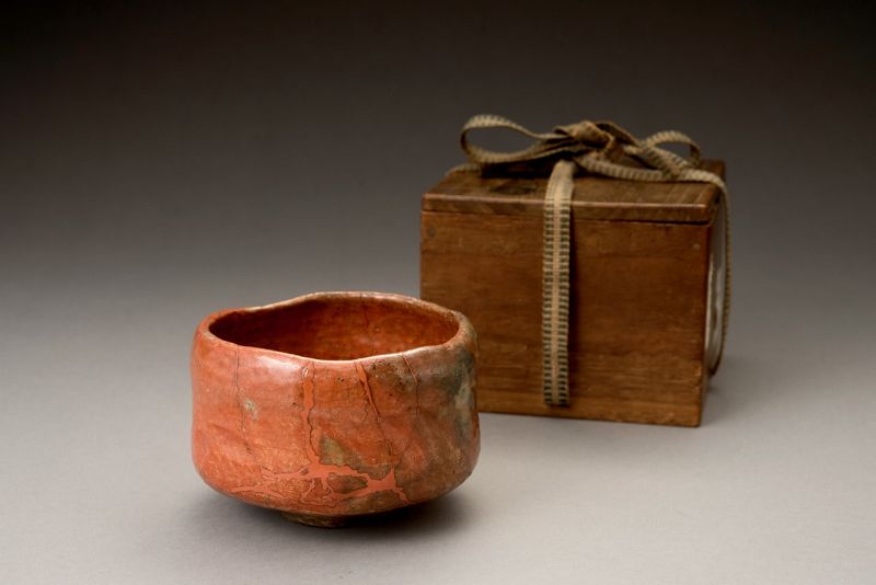 A Raku IX (Ryônyû) Red Tea Bowl with Extraordinary Lacquer Repairs