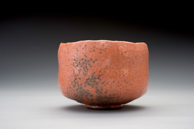 A Red Raku Tea Bowl by Veteran Potter Sugimoto Sadamitsu