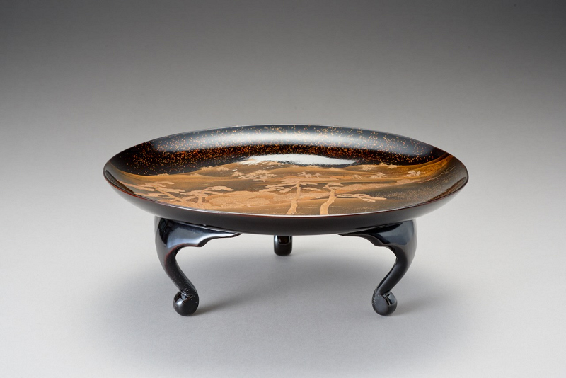A Fine Late Edo Black-Lacquer Takatsuki with Gold and Silver Maki-e