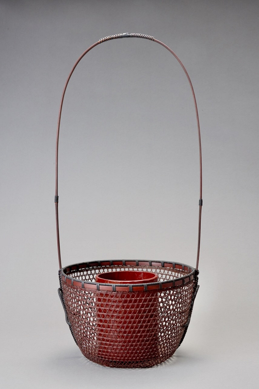 A Fine Bamboo Ikebana Basket by Shimabashi Chikufusai