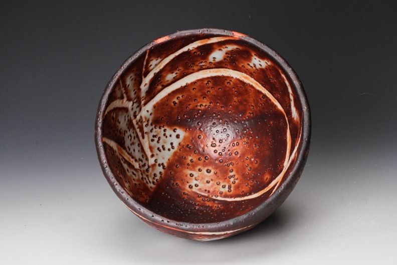 A Red Shino Bowl by Yasuo Tamaoki