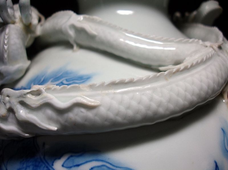 An Extraordinary Edo Period Hirado Cloud Dragon Vase