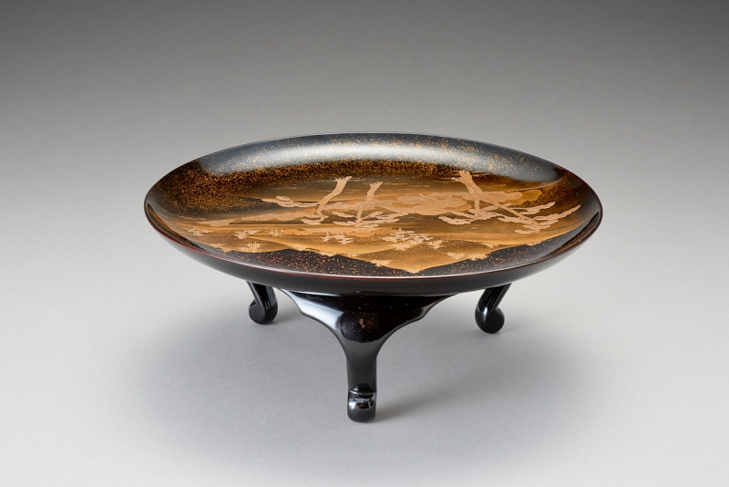 A Fine Late Edo Black-Lacquer Takatsuki with Gold and Silver Maki-e