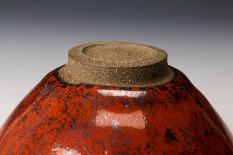A Red Tenmoku Tea Bowl by Master Potter Kimura Moriyasu
