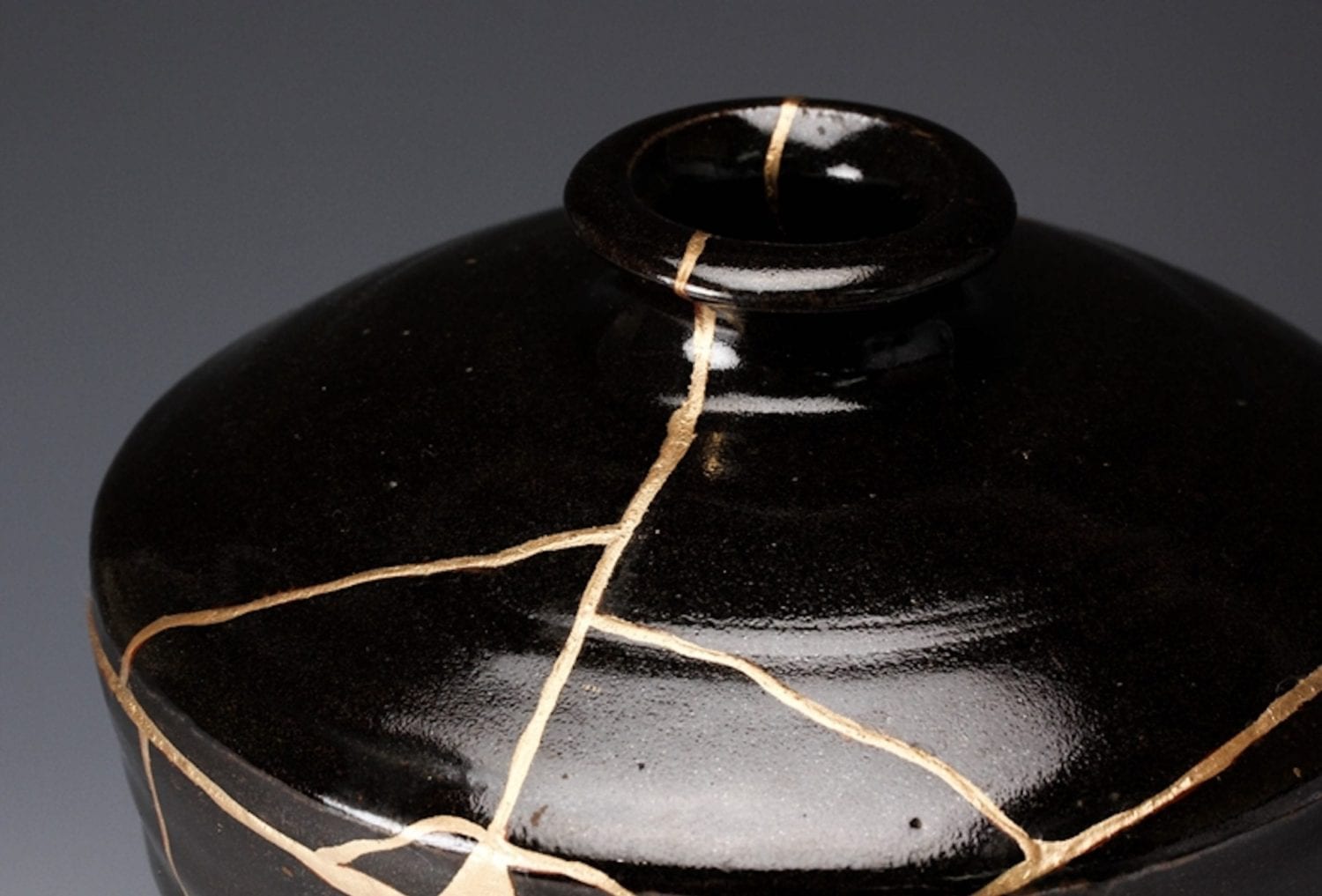 Decorative Jar with Gold Repairs by Living National Treasure Yuzo Kondo