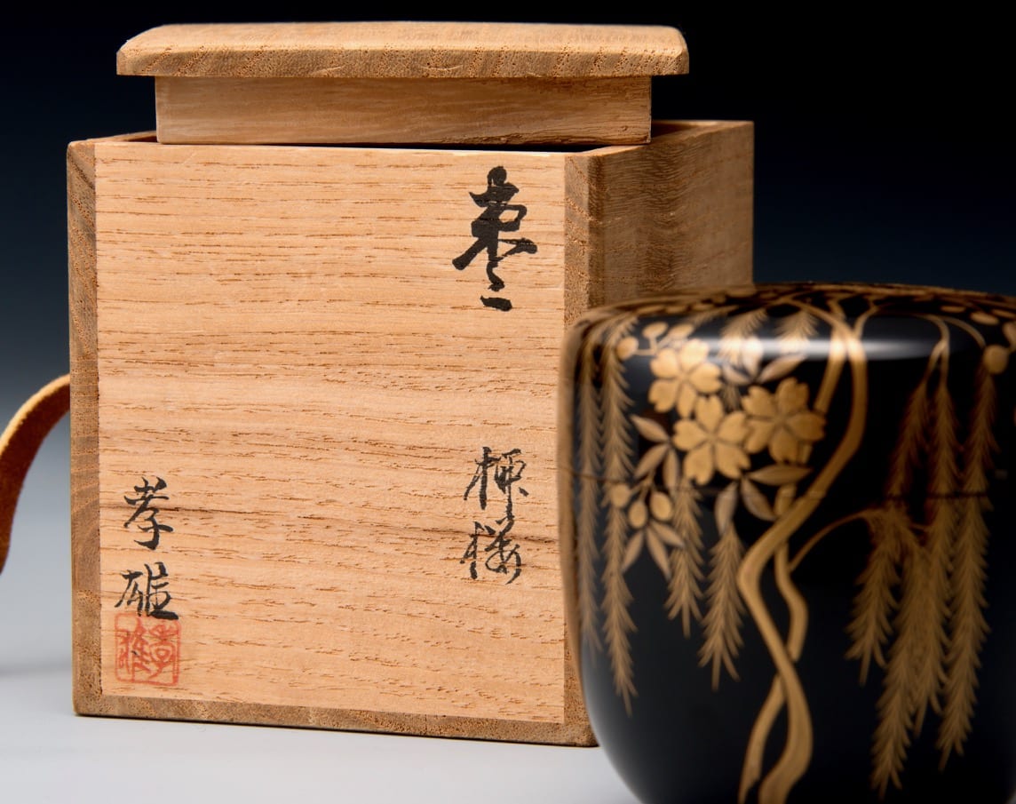 Lacquer and Gold Painted Natsume Tea Caddy by Wakashima Takao