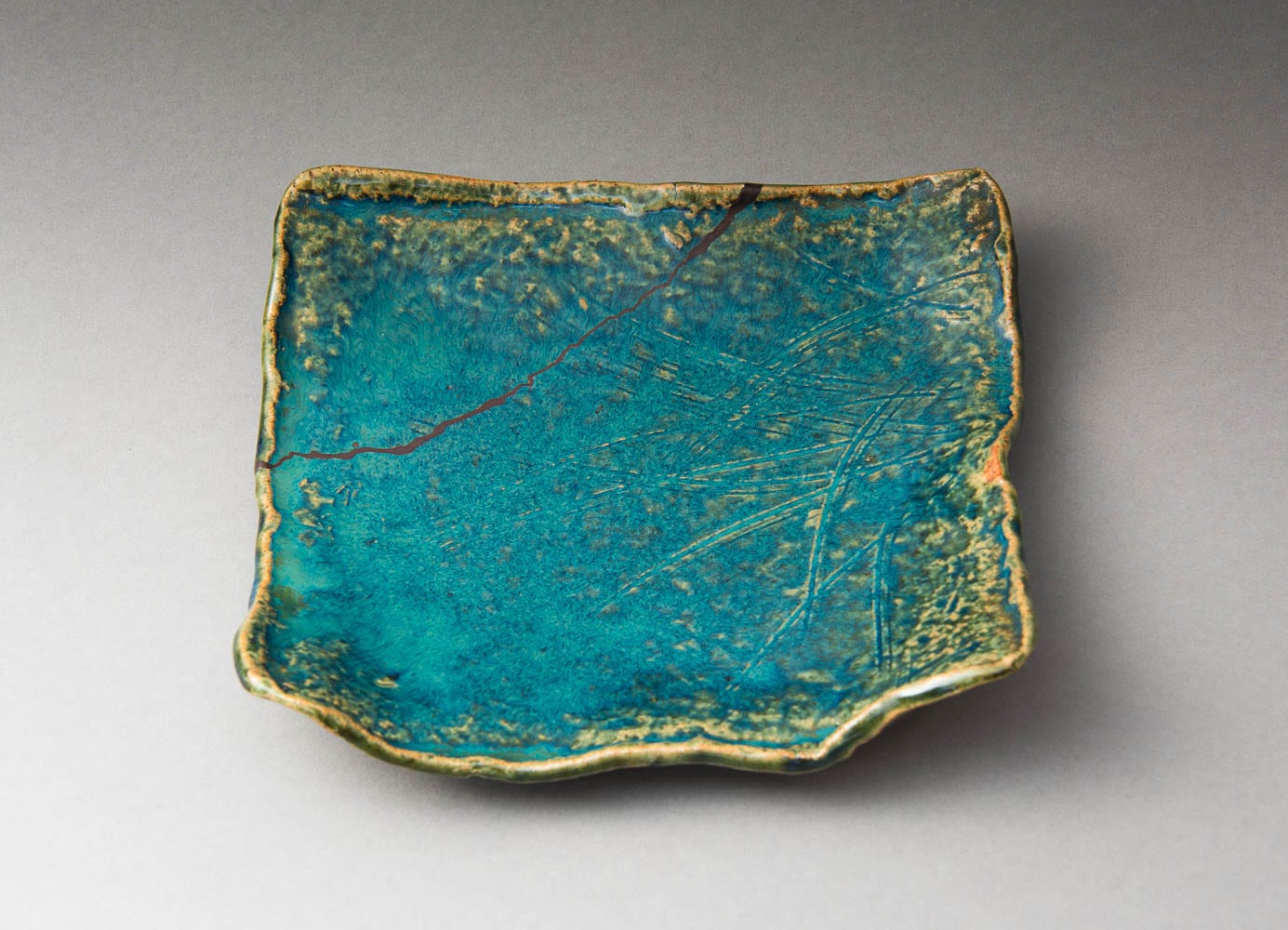 A Cobalt Blue Plate with Kintsugi by Kitaoji Rosanjin (1883 – 1959)