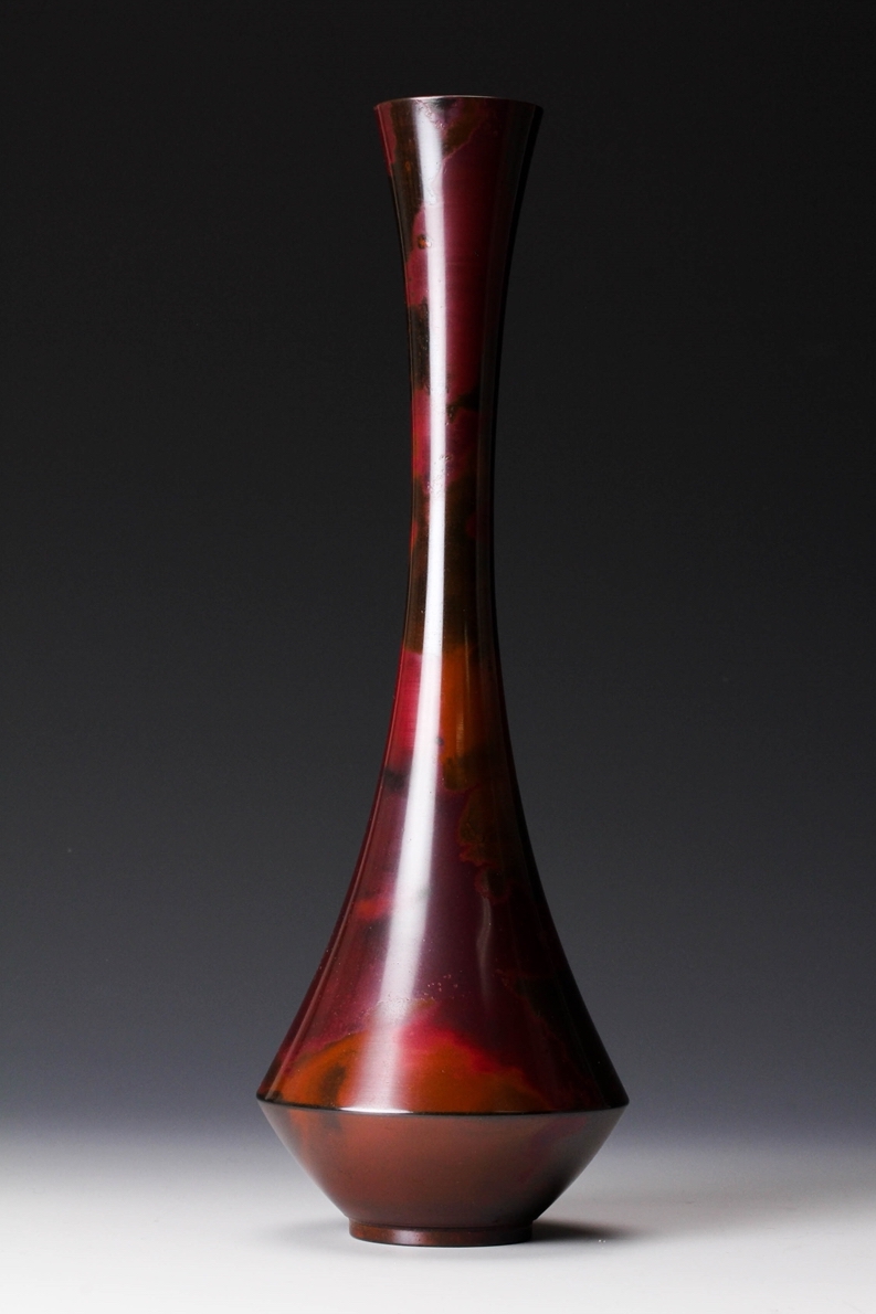 A Bronze Flower Vase by Living National Treasure Takahashi Keiten