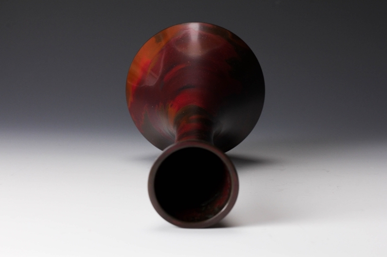 A Bronze Flower Vase by Living National Treasure Takahashi Keiten