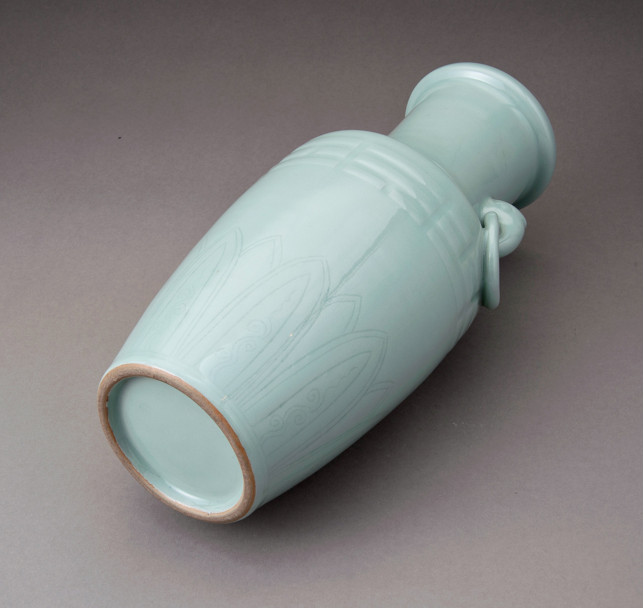 A Ring Handled Celadon Vase by Suwa Sozan (1852 – 1922)