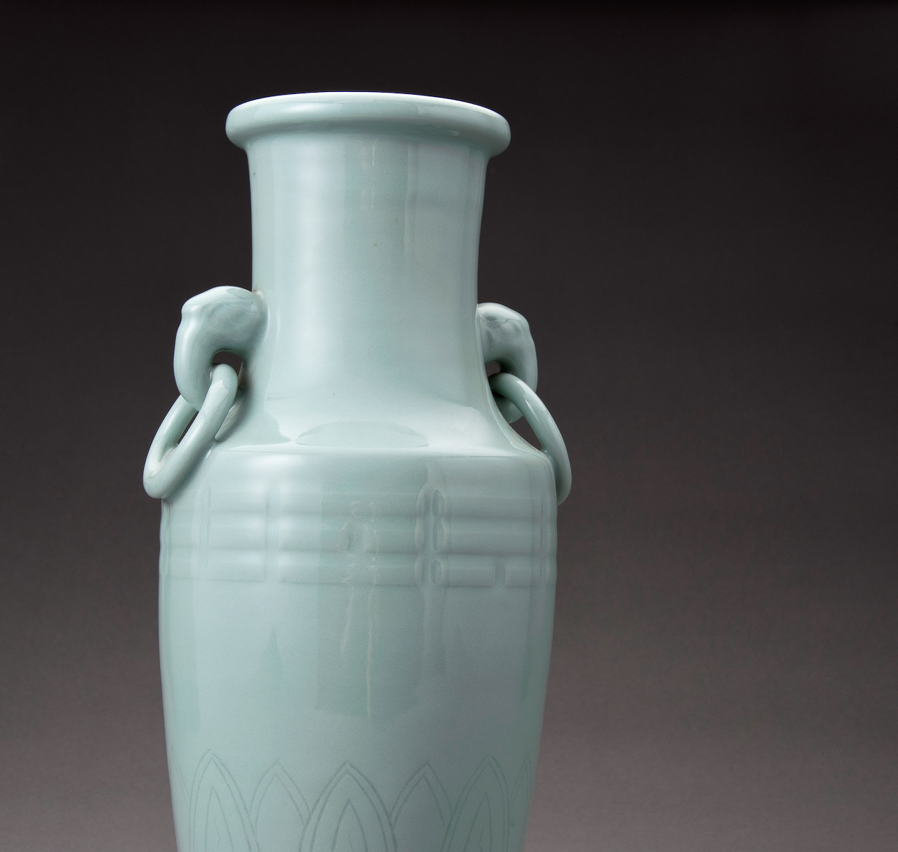 A Ring Handled Celadon Vase by Suwa Sozan (1852 – 1922)