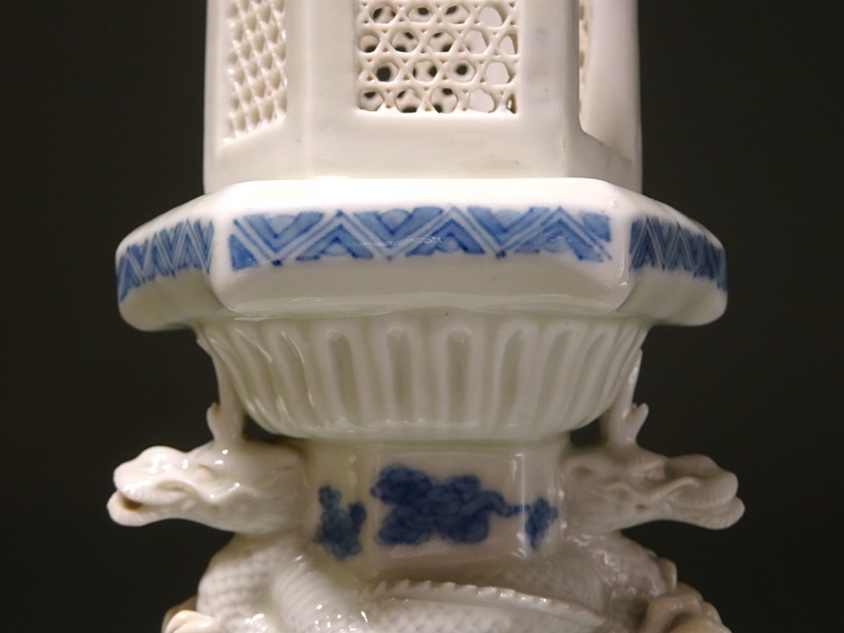 Late Edo Hirado Lantern with Serpentine Dragons