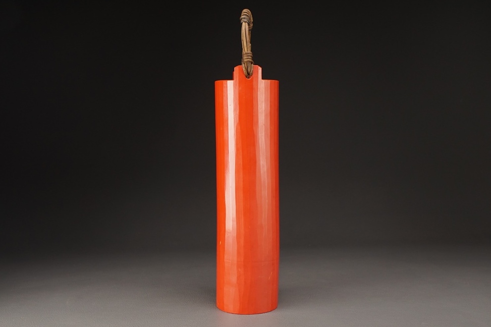 Red Lacquered Flower Vase by Chikuunsai Tanabe III